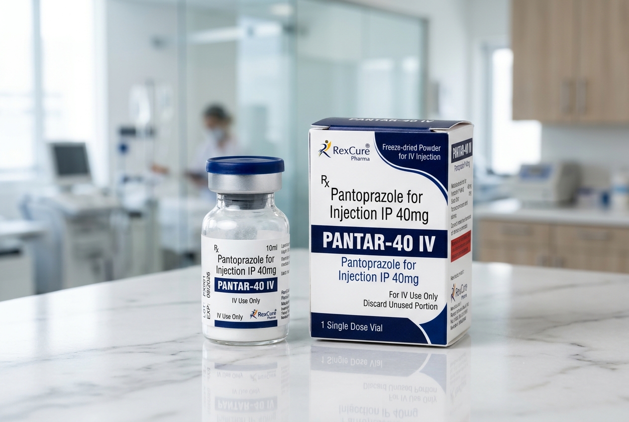 PANTAR-40 IV - Pantoprazole for Injection IP 40 mg PANTAR-40 IV (Pantoprazole for Injection IP 40 mg) - Gastro Care pharmaceutical packaging by RexCure Pharma