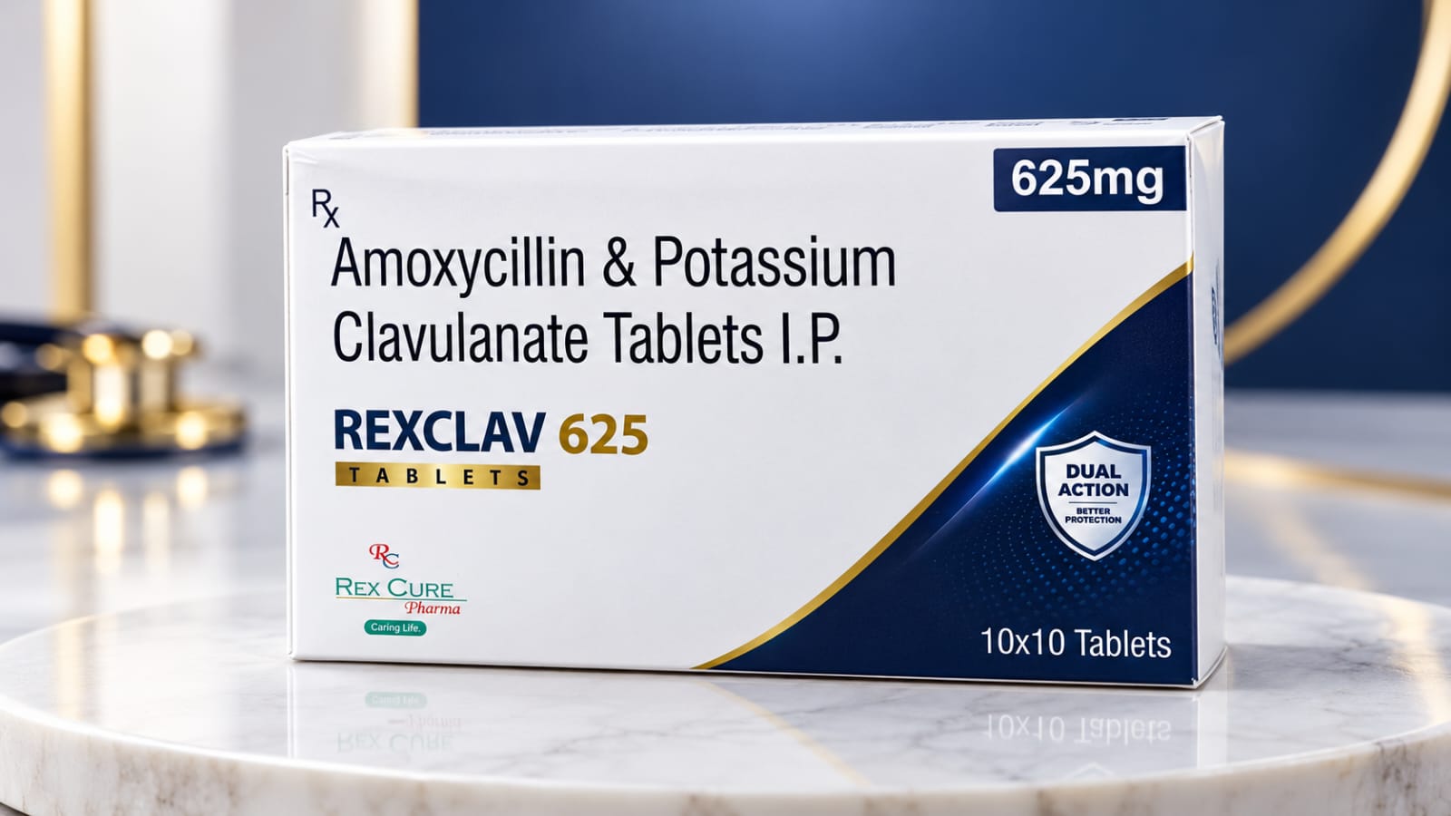 REXCLAV 625 - Amoxicillin & Potassium Clavulanate Tablets I.P. REXCLAV 625 (Amoxicillin & Potassium Clavulanate Tablets I.P.) - Anti-infective pharmaceutical packaging by RexCure Pharma